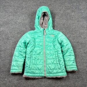 The North Face Toddler Girls Mossbud Swirl Reversible Jacket Teal Gray 4T